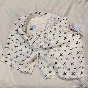 Oxford White and Black Patterned Athletic Shorts